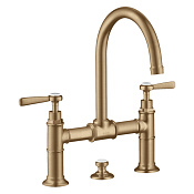 Axor Montreux Смеситель для раковины на 3 отверстие с донным клапаном, цвет: шлифованная бронза 16511140