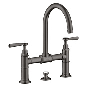 Axor Montreux Смеситель для раковины на 3 отверстие с донным клап., цвет: шлифованный черный хром 16511340