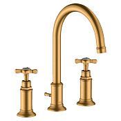 Axor Montreux Смеситель для раковины на 3 отверстие с донным клапаном, цвет: шлифованное золото 16513250