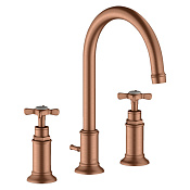 Axor Montreux Смеситель для раковины на 3 отверстие с дон. клап., цвет: шлифованное розовое золото 16513310