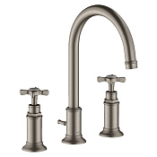 Axor Montreux Смеситель для раковины на 3 отверстие с донным клапаном, цвет: нержавеющая сталь 16513800