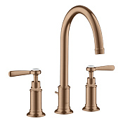 Axor Montreux Смеситель для раковины на 3 отверстие с дон. клап., цвет: шлифованное розовое золото 16514310