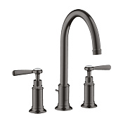 Axor Montreux Смеситель для раковины на 3 отверстие с донным клап., цвет: шлифованный черный хром 16514340