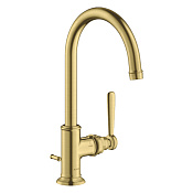 Axor Montreux Смеситель для раковины высокий на 1 отверстие с донным клап., цвет: шлифованная латунь 16517950