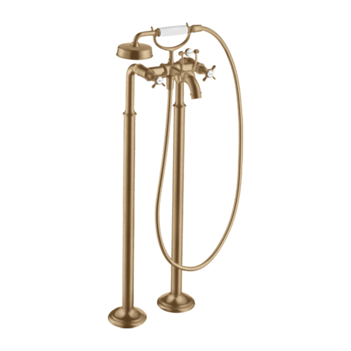 Axor Montreux Смеситель для ванны напольный с двумя крестообразными рукоятками, цвет: шлиф. бронза 16547140