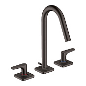 Axor Citterio M Смеситель для раковины на 3 отверстия с дон. клап., цвет: шлифованный черный хром 34133340