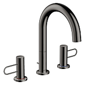 Axor Uno Смеситель для раковины на 3 отверстия с донным клапаном, цвет: полированный черный хром 38054330