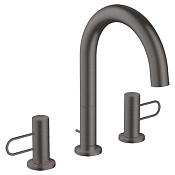 Axor Uno Смеситель для раковины на 3 отверстия с донным клапаном, цвет: шлифованный черный хром 38054340