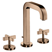 Axor Citterio Смеситель для раковины на 3 отверстия с дон. клап., цвет: полированное розовое золото 39133300