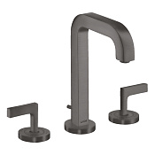 Axor Citterio Смеситель для раковины на 3 отверстия с донным клап., цвет: шлифованный черный хром 39135340