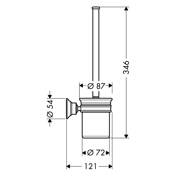 Axor Montreux Ершик для унитаза подвесной с керамической колбой, цвет: шлифованная бронза 42035140