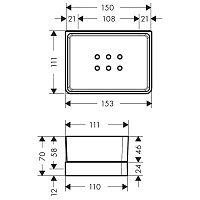 Axor Universal Полка стеклянная 15,3х11,1 cм, подвесная, латунь, цвет: полированное золото 42802990