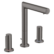 Axor Uno Смеситель для раковины на 3 отверстия с донным клапаном, цвет: шлифованный черный хром 45133340