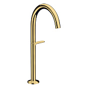 Axor One Смеситель для раковины высокий на 1 отверстие с донным клапаном, цвет: полированное золото 48030990