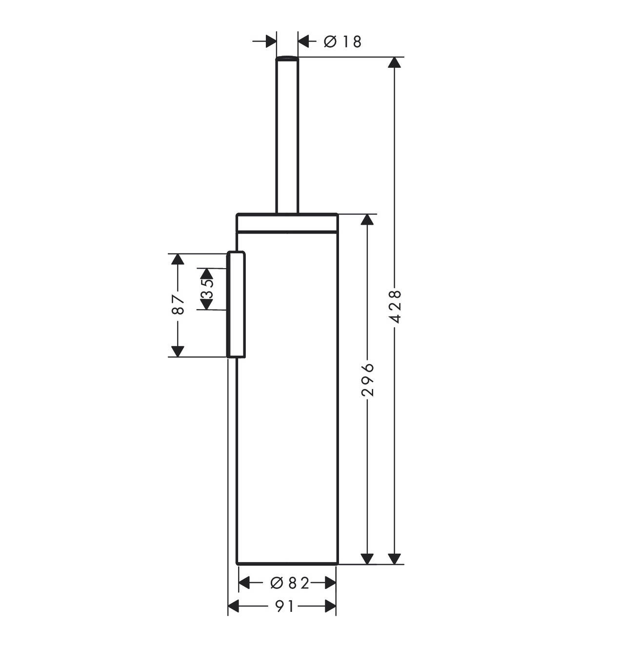 Axor Universal Circual Ершик для унитаза подвесной с латунной колбой, цвет: полированный черный хром 42855330