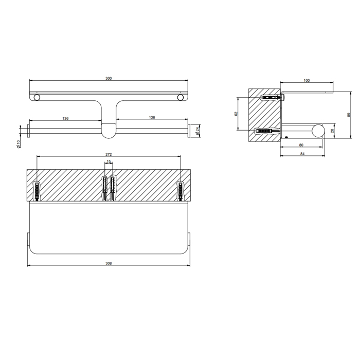 Gessi Rilievo Держатель для туалетной бумаги подвесной, двойной, цвет: matte black 59450#299