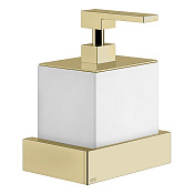 Gessi Inverso/Rettangolo Дозатор для жидкого мыла, подвесной, белая колба, цвет: brushed brass PVD 20813#727