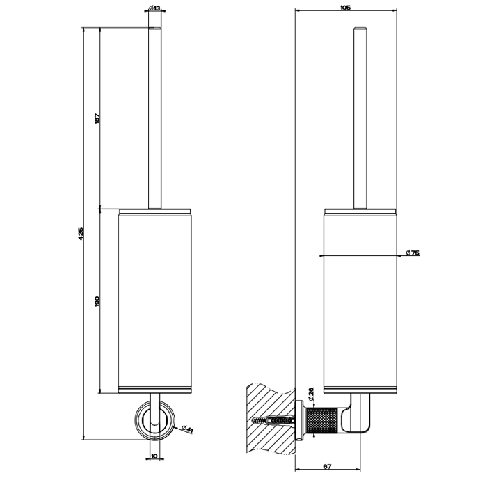 Gessi Inciso Ершик для унитаза подвесной, цвет: matte black 58519#299