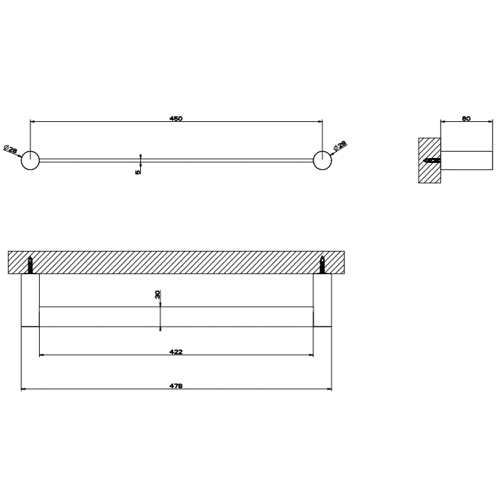 Gessi 316 Полотенцедержатель 45 см, подвесной, цвет: matte black 54800#299