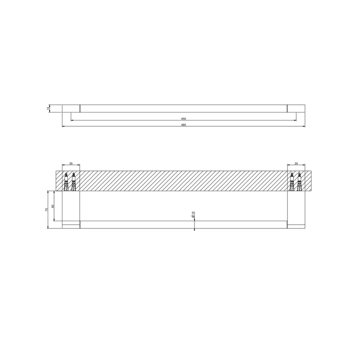Gessi Origini Полотенцедержатель 45 см, подвесной, цвет: chrome 66502#031