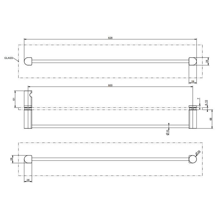 Gessi Rilievo Полотенцедержатель, 60 см, подвесной, цвет: matte black 59566#299