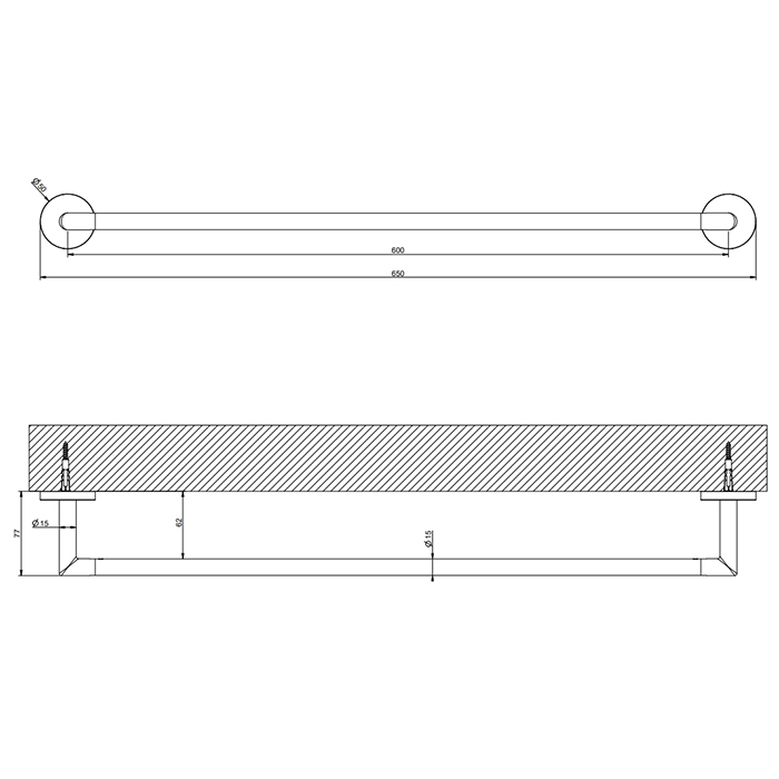 Gessi Tondo Полотенцедержатель, 60 см, подвесной, цвет: finox brushed nickel 63703#149