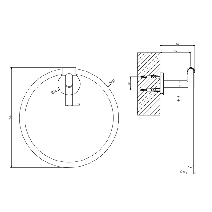 Gessi Tondo Полотенцедержатель кольцевой 22,4 см, цвет: copper PVD 63709#030