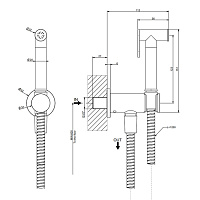 Gessi Tradizione Гигиенический душ, держатель с подводом воды, шланг 125 см, цвет: chrome brushed 14331#147