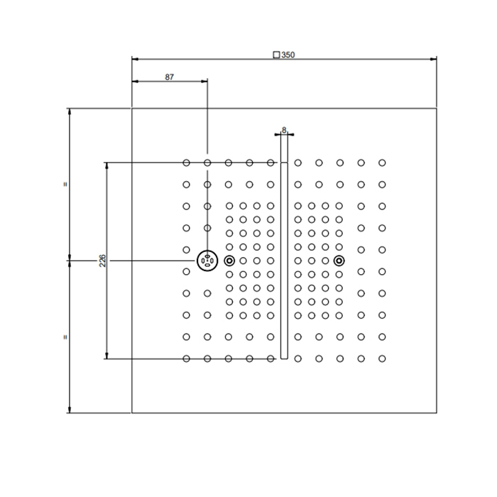Gessi Mimi Верхний душ встраиваемый в потолок 35x35 см 3 вида струи,внешняя часть, цвет: matte black 57875#299
