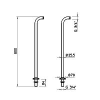 Gessi Technical Accessories Душевая колонна напольная, без верхнего душа, цвет: chrome 01415#031