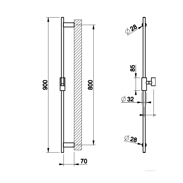 Gessi Ingranaggio Душевая штанга 90 см, цвет: matte black 63585#299