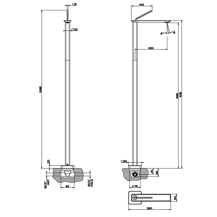 Gessi Встраиваемая часть для напольного смесителя 20699#031