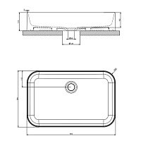 Gessi Rilievo Раковина чаша 60х38х12h см, без прелива, цвет: white ceramic 43458#516