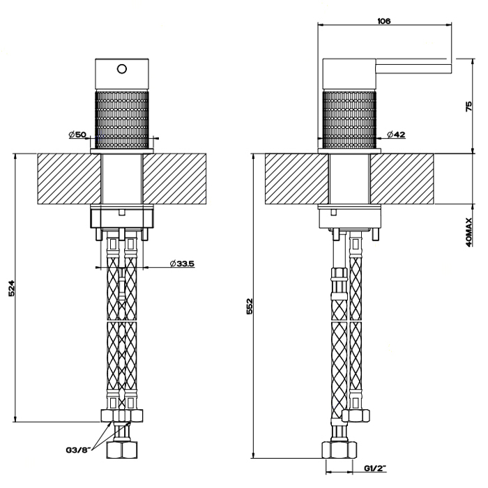 Gessi 316 Meccanica Рычаг удаленного управления, цвет: steel brushed 54205#239