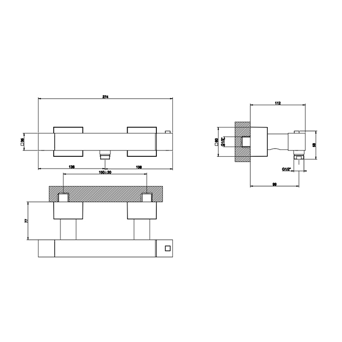 Gessi Rettangolo Термостат для душа на 1 потребителя, цвет: matte black 19431#299