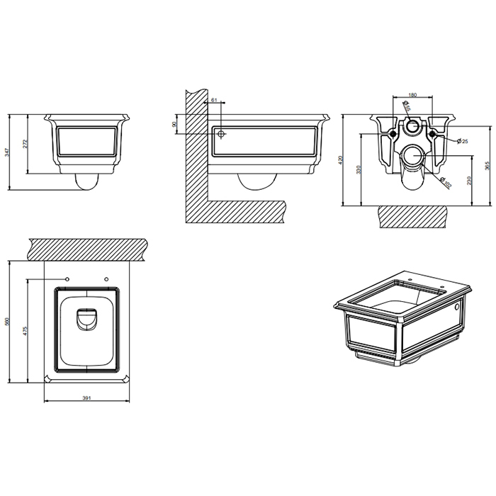 Gessi Venti20 Унитаз подвесной 56x39 см с встроенным сифоном, цвет: white ceramic 46754#518
