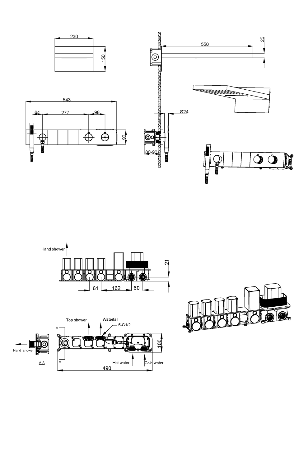 Boheme Zodiac Душевой комплект встраиваемый - термостат, душ, 3 потребителя, цвет: matt white 133-MW