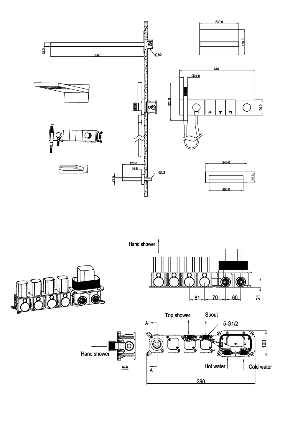 Boheme Zodiac Душевой комплект встраиваемый - смеситель, душ, 3 потребителя, цвет: matt white 132-2-MW