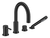 Boheme Uno Spirale Смеситель на борт ванны, на 4 отверстия, с ручным душем, цвет: black 460-B