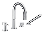 Boheme Uno Spirale Смеситель на борт ванны, на 4 отверстия, с ручным душем, излив, цвет: chrome 460-CR