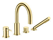 Boheme Uno Spirale Смеситель на борт ванны, на 4 отверстия, с ручным душем, цвет: gold 460-G