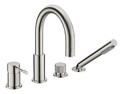 Boheme Uno Spirale Смеситель на борт ванны, на 4 отверстия, с ручным душем, цвет: nickel brush 460-NB