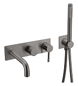 Boheme Uno Смеситель встраиваемый с душевым набором - ручной душ, излив 21 см, цвет: gun metall 464-3-GM