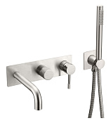 Boheme Uno Смеситель встраиваемый с душевым набором - ручной душ, излив 21 см, цвет: nickel brush 464-3-NB