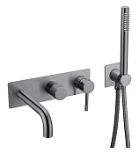 Boheme Uno Смеситель встраиваемый с душевым набором - ручн. душ, излив 21 см, цвет: shine gun metall 464-3-SGM