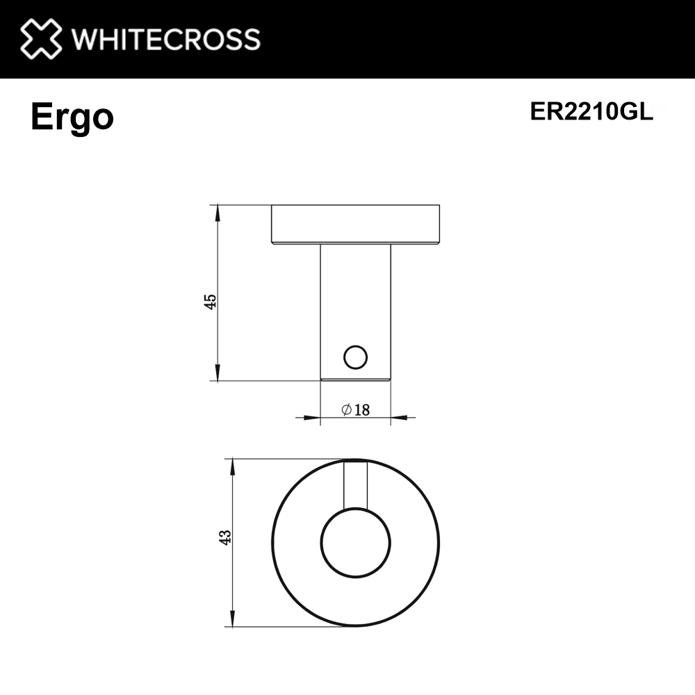 Whitecross Ergo Крючок одинарный цвет: золото глянцевое ER2210GL