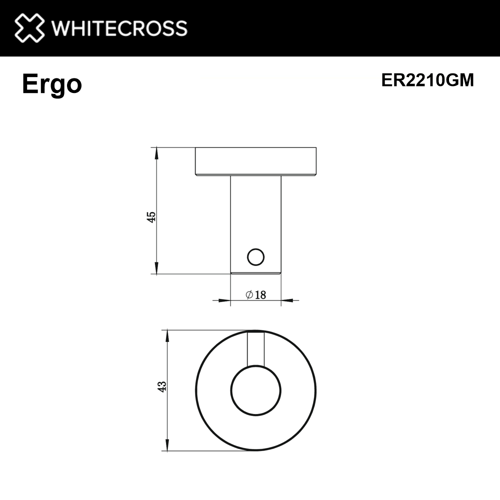 Whitecross Ergo Крючок одинарный цвет: оружейная сталь ER2210GM