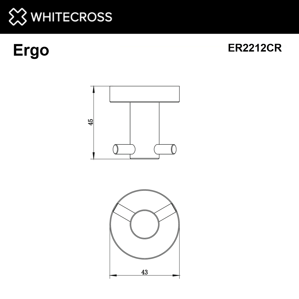 Whitecross Ergo Крючок двойной цвет: хром глянцевый ER2212CR
