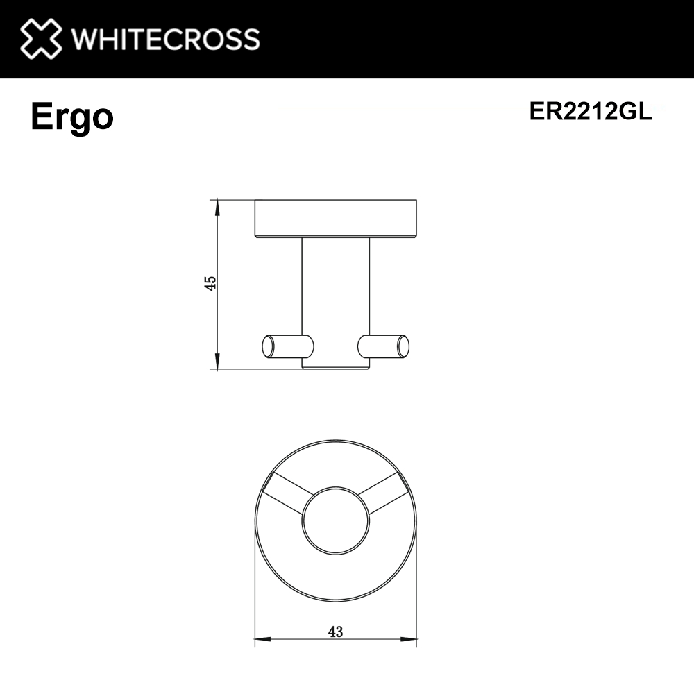 Whitecross Ergo Крючок двойной цвет: золото глянцевое ER2212GL