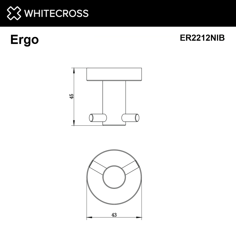 Whitecross Ergo Крючок двойной цвет: никель брашированный ER2212NIB